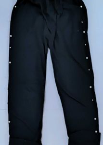 Chic Black Pants with Pearl Detail