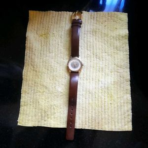 🍒575 2DAY-Sonata Ladies watch Brown Leather Stra