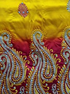 NEW Yellow and Red Saree + PETICOT FREE