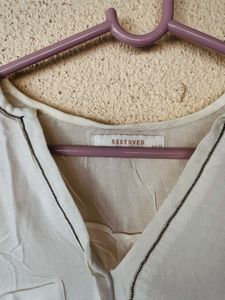 White Long Sleeve V-Neck Blouse