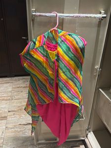 Colorful Striped Kurta with Pom-Pom Detail