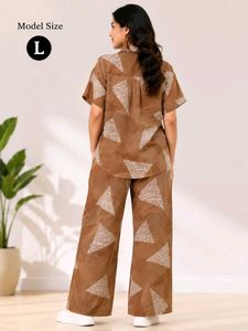 Stylish Brown Printed Co-ord Set