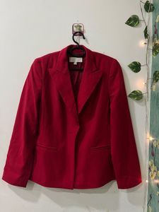 Red Single Button Blazer Jacket