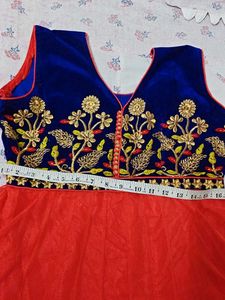 velvet and net anarkali kurti