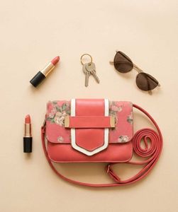Chic Red Floral Crossbody Bag