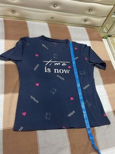 Cute Navy "Time Is Now" Graphic Tee