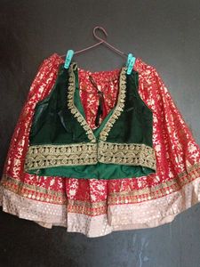 Red &amp; Gold Ethnic Skirt