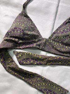 Halter neck wrap bikini top