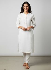 Elegant White Linen Kurta