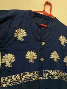 Rajasthani hota Patti Elegant Navy Blue Kurta Set