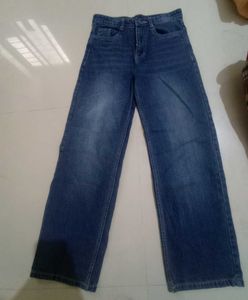 Vitange style Wide Leg Blue Denim Jeans