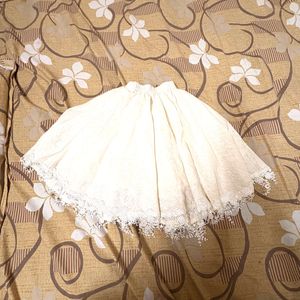 Lace Trimmed White Ethnic Skirt