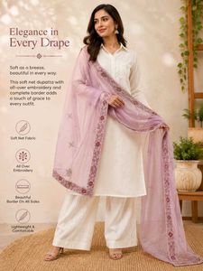 Embroidered Net Dupatta