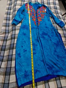 Blue Tie-Dye Embroidered Kurta