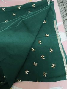 Embroidered Green Silk Saree
