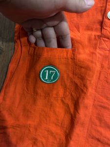 Linen Cute Orange Romper