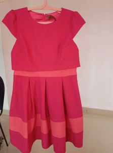 Chic Pink Striped Fit &amp; Flare Dress