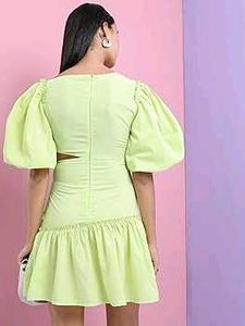 Lime Green Ruffled Mini Dress