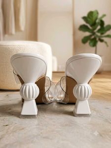 White Pointed Toe Clear Strap Heels