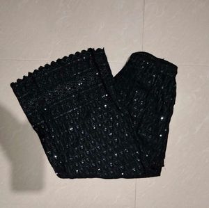 Black Sequins Palazzo Pants | Size S