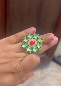Stunning Kundan Ring with Red Stone