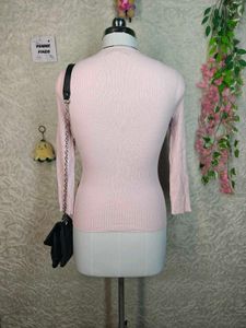 Pink Ribbed Long Sleeve Top