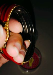 Exquisite Red and Gold Bangles Set