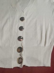White Button-Down Cardigan