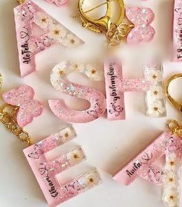 Personalized Glitter Letter Keychain 3 piece 450