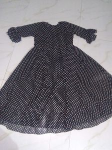 Chic Black Polka Dot Midi Dress