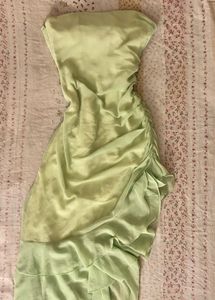 Lime Green Ruffle Strapless Dress