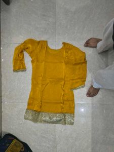 Yellow Kurta sets (sharara) with Sequins Border