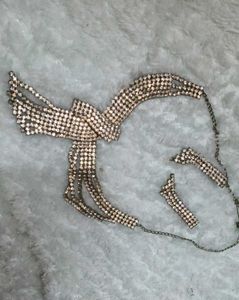 Gold Tone Rhinestone Necklace: 2, with bracelet