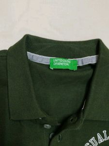 Benetton Casual Green Polo T-Shirt
