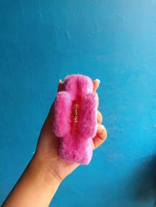 Fuzzy Pink Hair Claw Clip