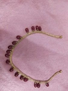 Elegant Beaded Anklet with Red Stones