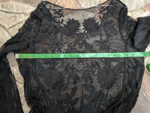 Sheer Black Floral Lace Top