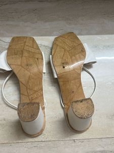 Chic White Bow Flat Sandals 36