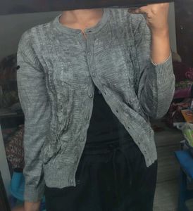 Grey Textured Long Sleeve Top