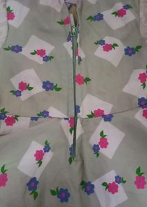 3 Years Baby Girl White And Greey Pink Colur Miksed Frock
