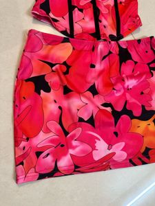 Vibrant Floral Corset &amp; Mini Skirt Set
