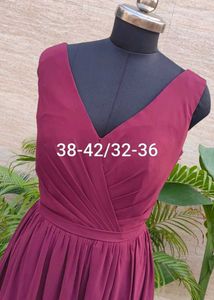 Elegant Burgundy Chiffon Maxi Dress