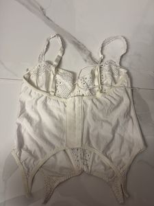 Chic White Broderie Anglaise Corset Top