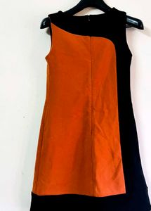 Stylish Black &amp; Orange Sleeveless Dress