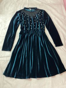 Velvet Pearl Detail Dress