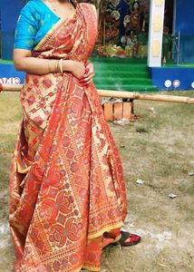 Elegant Red & Gold Silk Saree