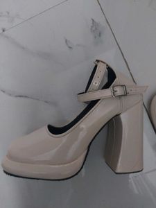 Cream Platform Block Heels