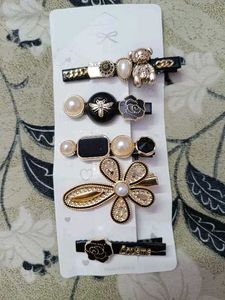 Elegant Pearl &amp; Gem Hair Clip Set