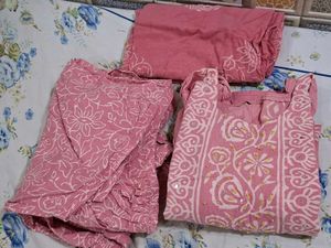 Pink Printed Kurta Set with Dupatta