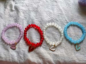 2-Beaded Heart Charm Bracelets